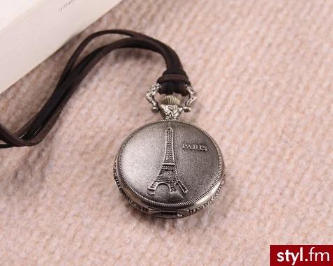 wisior zegarek paris ciemne srebro - Pozostałe Dodatki Moda