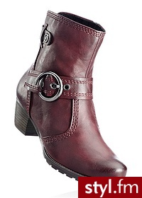 Bonprix Botki bordowy 905270_25157 - Botki Buty Moda