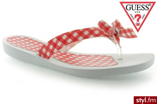 Guess TUTU2 THONG INFRADITO SYNTHE REDWH - Klapki Buty Moda