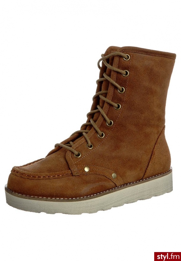 Buffalo Botki sznurowane brązowy - Botki Buty Moda