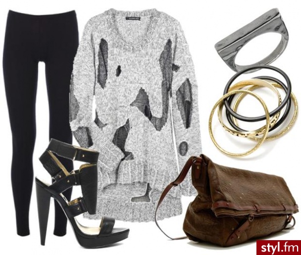 Sweater Dress - Alexander Wang
Legging - Splendid
Shoes - Heels
Leather Bag - Jerome Dreyfuss . France
Silver Ring - Chan Luu
Bracelets - Marjorie Baer - Styler