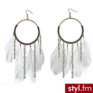 Boho Feather Pearl Earring - Polyvore. Pobrano ze strony: http://www.polyvore.com/boho_feather_pearl_earring/thing?id=16632085 - Pozostałe Dodatki Moda