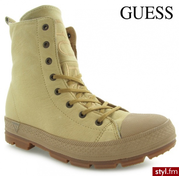 Guess BRAVE SNEAKER LEATHER CAMEL - Botki Buty Moda
