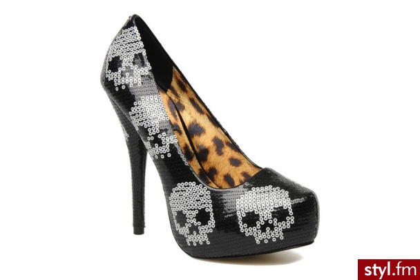 Iron Fist Czółenka DIGI SKULL SEQUIN PLATFORM (Czarny) - Czółenka Buty Moda