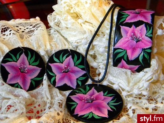 bizuteria drewniana malowana farbkami....mojego wykonania. - Pozostałe Dodatki Moda