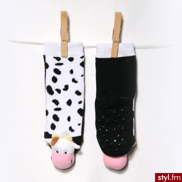BoboBaby Skarpetki z grzechotką 12-18 m-cy Krówka (NBB177 COW) - Rajstopy Bielizna Moda
