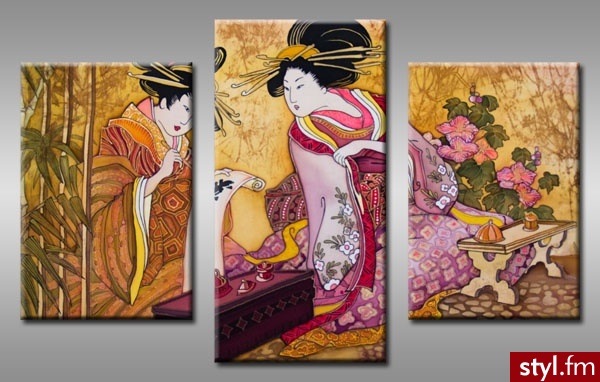 Galerialu Obraz A3TRYPTYK1174 Japonki, Japonia - Klapki Buty Moda