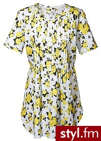 Bonprix Tunika z krótkim rękawem biało-żółty tulipan drukowany 952309_17983 Wielokolorowy - Tuniki Ciuchy Moda