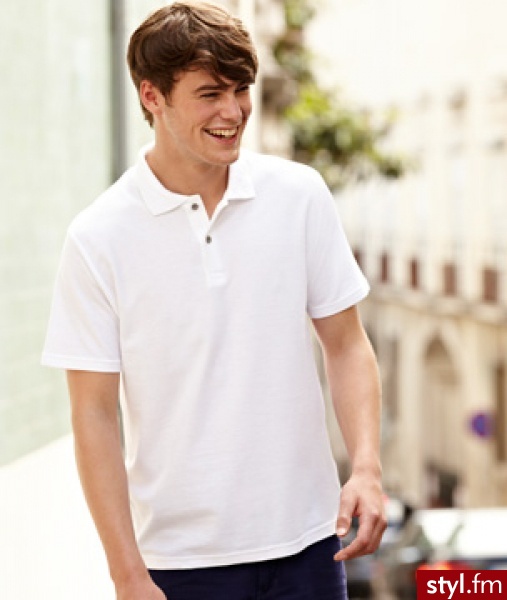 Fruit Of The Loom Męskie Polo Screen stars kolor biały - Sportowe Buty Moda