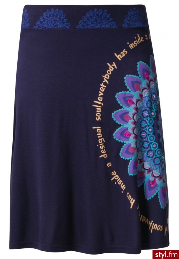 Desigual LACTICA Spódnica trapezowa niebieski (36F2753) - Pozostałe Spódnice Moda