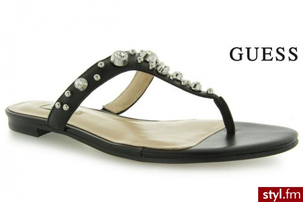 Guess GROGAN THONG INFRADITO LEATH BLACK - Klapki Buty Moda