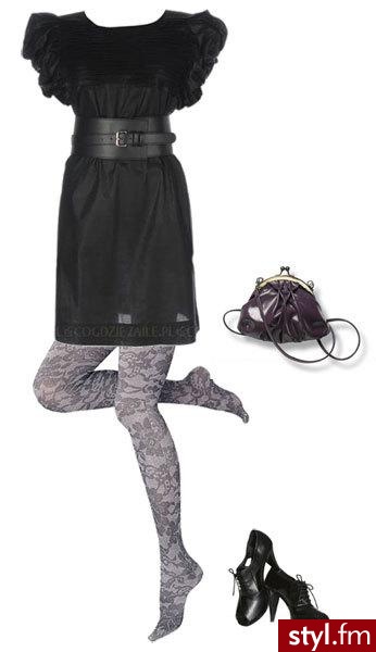 sukienka Top Secret, 119,90zł, rajstopy Calzedonia, 32,90zł, torebka Orsay, 39,90zł, buty H&M, 119zł - Styler