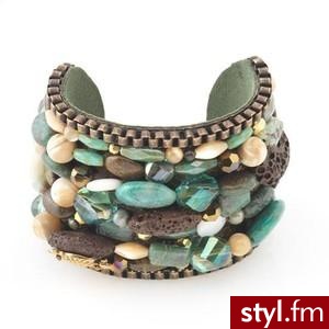 Miriam Haskell Chunky Turquoise & Brown Cuff - Polyvore. Pobrano ze strony: http://www.polyvore.com/miriam_haskell_chunky_turquoise_brown/thing?id=5021098 - Pozostałe Dodatki Moda