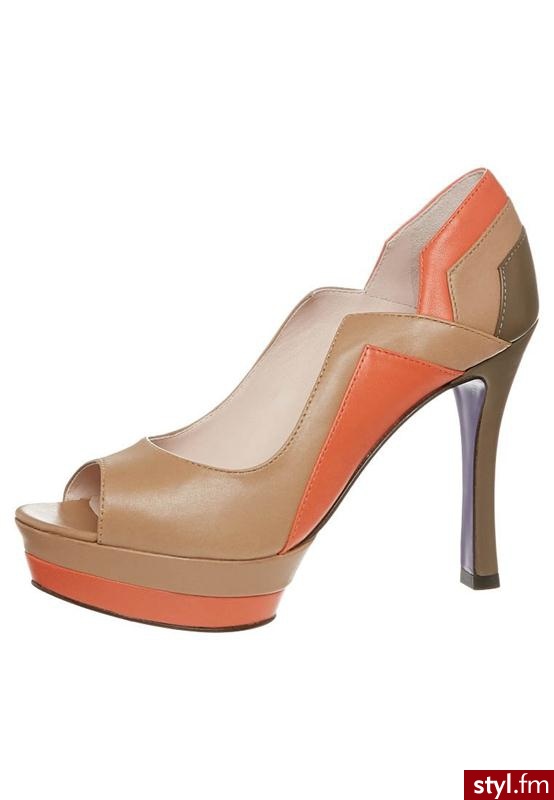 Miezko LALA Szpilki Peep Toe pomarańczowy M2549 - Szpilki Buty Moda