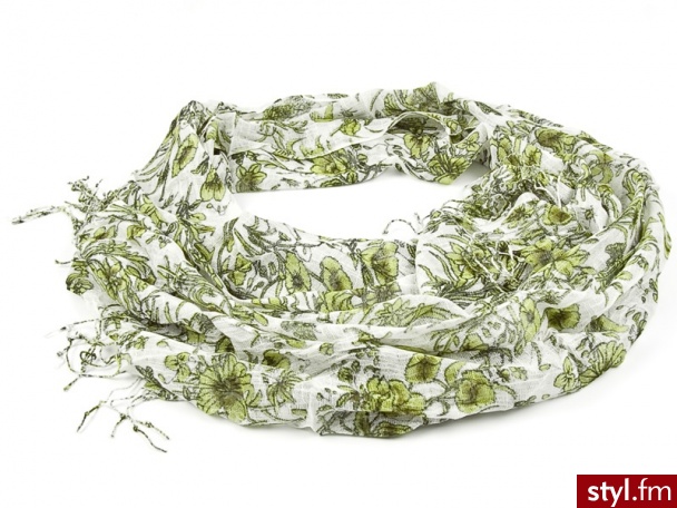 Iloko SzALIK CIENKI SUMMER KWIATKI G2-69 biały, żółty - Szaliki Dodatki Moda