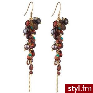 Long Gold Garnet, Turq. Andalucite Pearl Cluster Earring ::... - Polyvore. Pobrano ze strony: http://www.polyvore.com/long_gold_garnet_turq_andalucite/thing?id=10353583 - Pozostałe Dodatki Moda