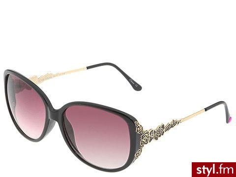 Okulary przeciwsłoneczne ze zdobieniami w kształcie różyczek - Betsey Johnson - 71.10$ - Pozostałe Dodatki Moda