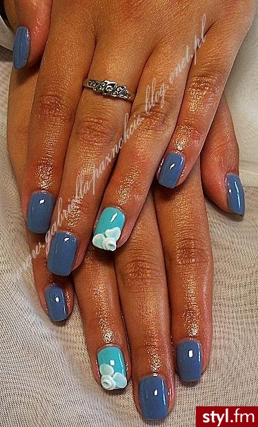 manicure hybrydowy + zdobienie akrylowe 3d - Kwadratowe Żelami Naturalne Paznokcie