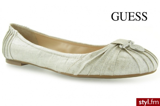 Guess BALERINKI CORRIDON2 BALLERINA FABRIC PANNA - Balerinki Buty Moda