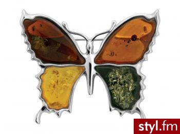 Apart Broszka srebrna z bursztynem - Pozostałe Dodatki Moda