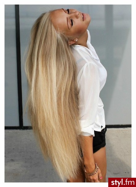 Blond Rozpuszczone Proste Na co dzień Długie Fryzury