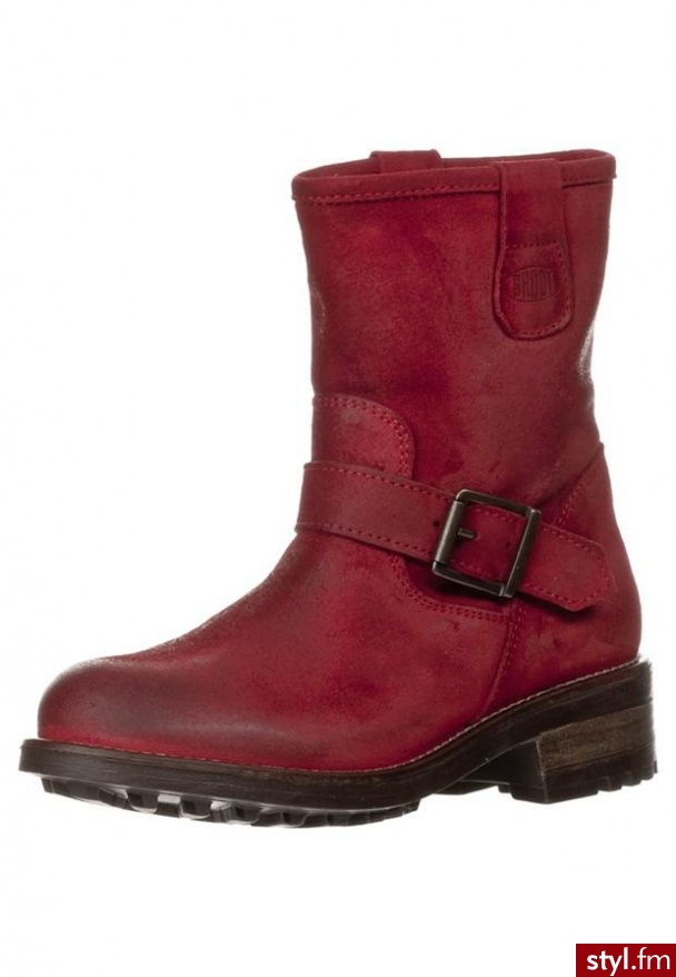 Shoot Botki kowbojki i motocyklowe czerwony - Botki Buty Moda