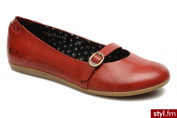 Kickers Balerinki LIGUE by (Czerwony) - Balerinki Buty Moda