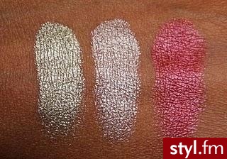 M·A·C Peacocky Collection. Mega Metal Eyeshadow
1.Dalliance - Light champagne 
2. Prance - Frosted mauve pearl 
3.Sexpectations - Metallic burgundy - Makijaże