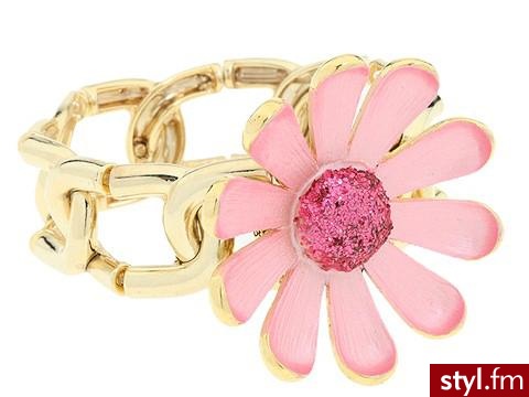 Brosnoletka z dużym różowym kwiatem - Betsey Johnson - 54$ - Pozostałe Dodatki Moda