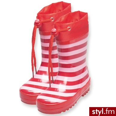 PLAYSHOES Kalosze w paski czerwono-różowe czerwony - Kalosze Buty Moda