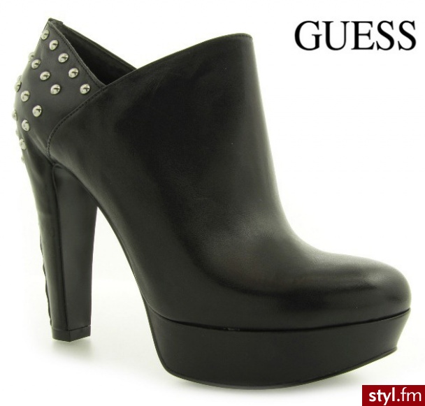 Guess BOTKI JENNELL SHOOTIE BLACK - Botki Buty Moda
