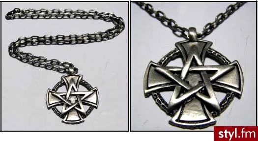 Wisior na łańcuchu PENTAGRAM - Wisiorki Biżuteria Moda