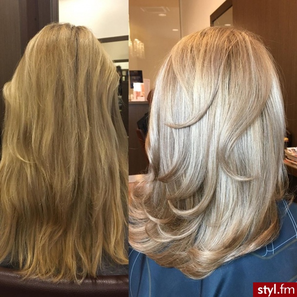 sombre z Olaplex fryzjer Warszawa salon FOR HAIR - Blond Rozpuszczone Proste Na co dzień Długie Fryzury