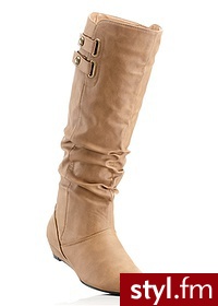 Bonprix Kozaki wielbłądzia wełna 906183_25189 - Koturny Buty Moda