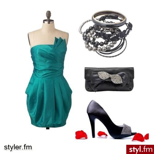 studniówkowo. czarno_turkusowy - Styler