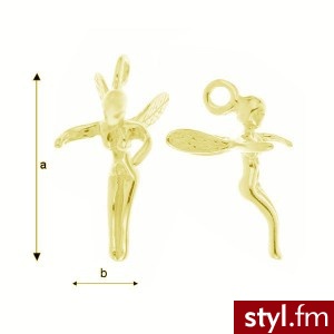 Charms wróżka srebro próba 925 pozłacane - Wisiorki Biżuteria Moda
