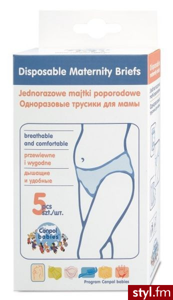 CANPOL Jednorazowe majtki poporodowe (Rozmiar L/XL - obwód pasa 60-110 cm) 5 sztuk - Majtki Bielizna Moda