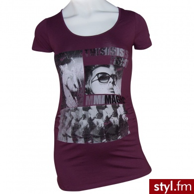 MAMA LICIOUS Bluzka z krótkim rękawkiem dla kobiet w ciąży ONCE MAGIC grape wine - Tuniki Ciuchy Moda