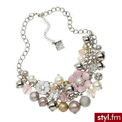 Silver coloured metallic bead and flower necklace - EB by Er... - Polyvore. Pobrano ze strony: http://www.polyvore.com/silver_coloured_metallic_bead_flower/thing?id=15905537 - Pozostałe Dodatki Moda