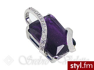 Violette Srebrna zawieszka z prostokątną cyrkonią B651 - Wisiorki Biżuteria Moda