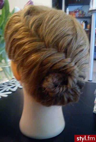 Blond Warkocze Proste Ślubne Średnie Fryzury