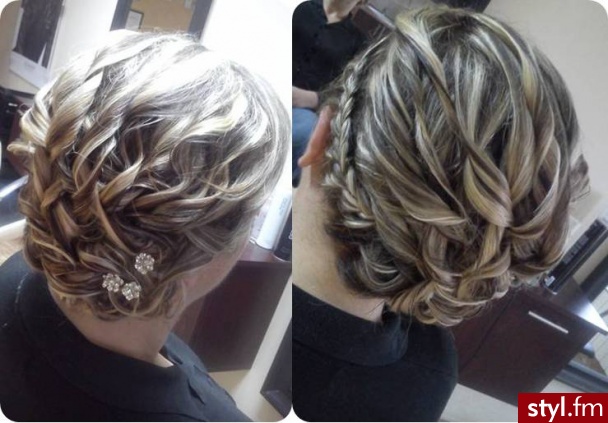 Blond Upięcie Kręcone Ślubne Średnie Fryzury