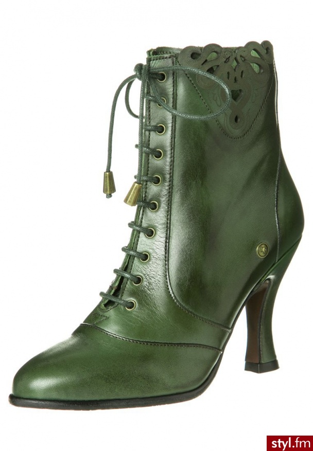 Neosens Gamay Botki Sznurowane Zielony - Botki Buty Moda