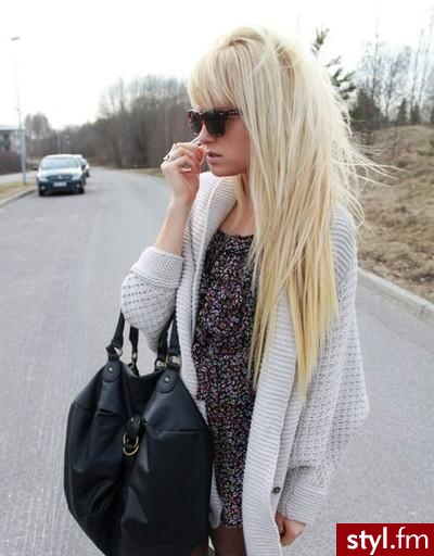 Blond Rozpuszczone Proste z grzywką Na co dzień Długie Fryzury
