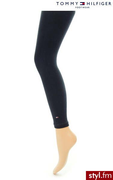 Tommy Hilfiger WOMEN LEGGINGS PLAIN 1P MIDNIGHT BLUE - Leginsy Spodnie Moda