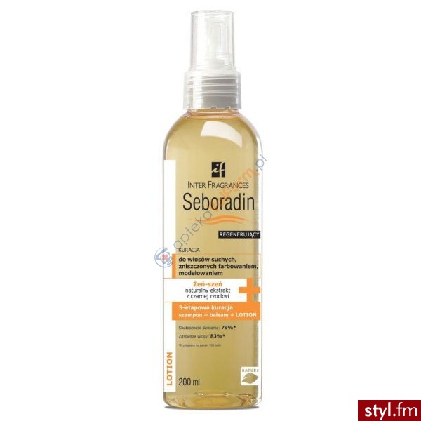 Seboradin Regenerujący lotion z żeń szeniem do włosów zniszczonych farbowaniem i modelowaniem 200 ml - Emu Buty Moda