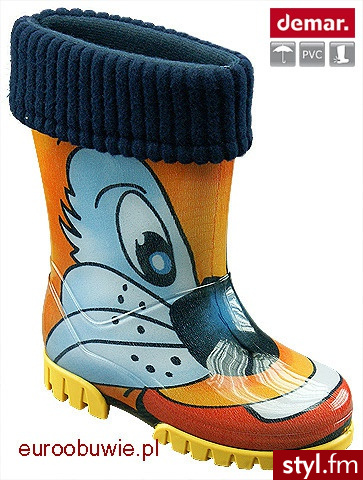Obuwie Dziecięce Kalosze DEMAR DM-038-TLP-I Pomarańczowy kotek - Kalosze Buty Moda