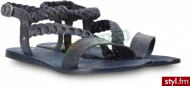 BRONX Sandały plecione niebieskie 974013 - Sandały Buty Moda