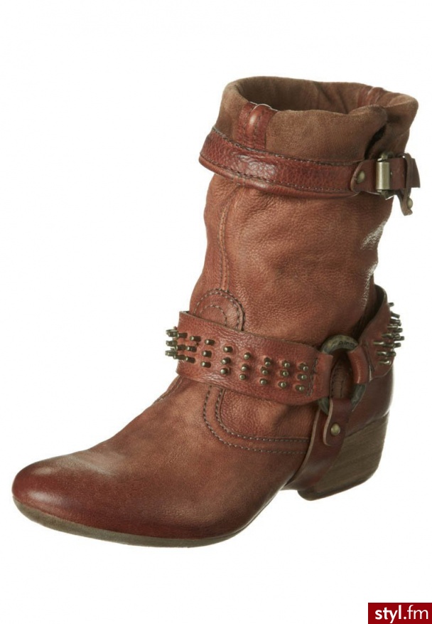 AirStep Botki kowbojki i motocyklowe brązowy - Botki Buty Moda