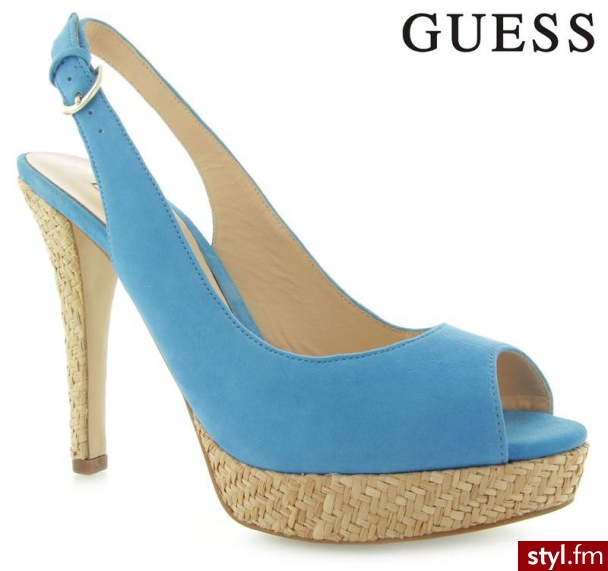 GUESS POLLIET SLING BACK SUEDE BRIGHT BLUE - Czółenka Buty Moda